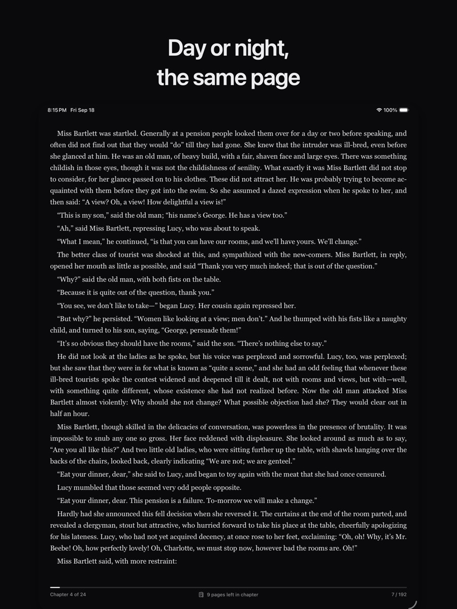The same page in the dark theme.